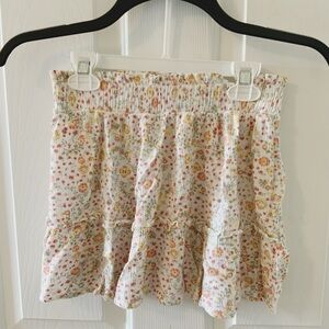 Pink Rose Floral Mini Skirt - White and Pink
